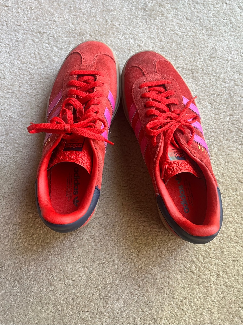 Adidas Gazelle Bold Red and Pink Low-Top Suede Sneakers